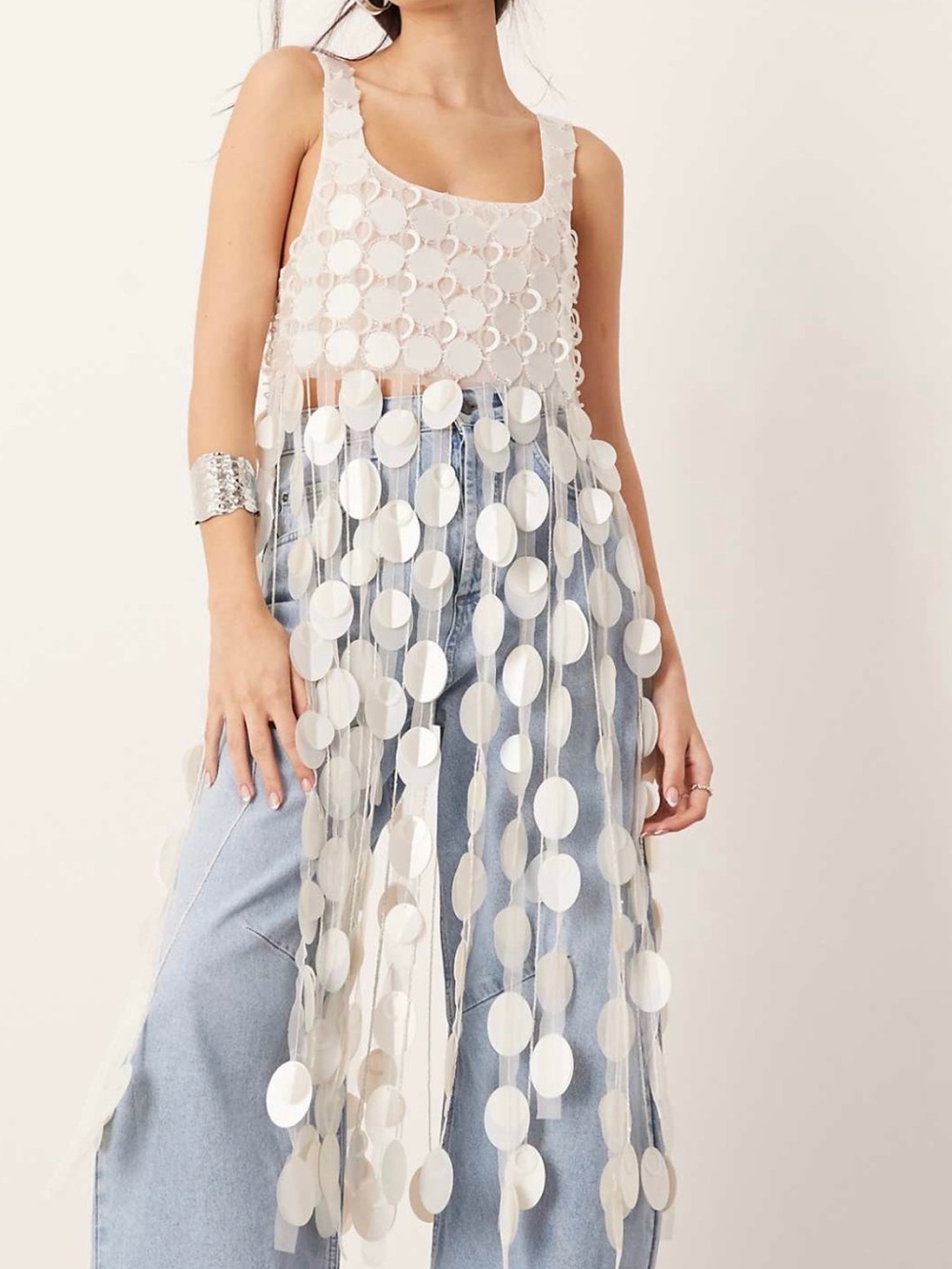 ASOS Edition Disc Sequin Mini Dress White US 4 NWT